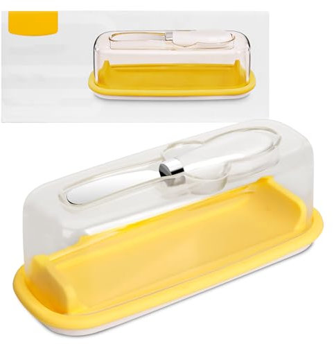 Acentor Beurrier, 250g Boite Beurre, Boite à Beurre Avec Couvercle Et Couteau à Beurre, Récipient à Beurre, Boite à Beurre pour Frigo 250g, Beurrier Plastique Transparent