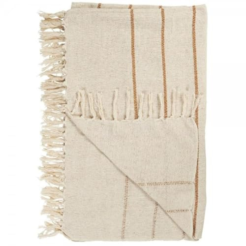 IB Laursen Plaid Natur m/braunen Streifen, B: 130 L: 160