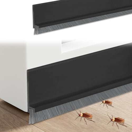 Calfeutrer Bas de Porte, 100 x 5 cm Joint de Porte Auto-adhésif Silikon, Joint de Porte Brosse, Bande d'Etanchéité en Silicone Bas de Porte Isolant Anti Froid Balai Porte D'entrée et Garage, Noir