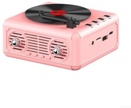 Enceinte rétro USB DC 5 V sans fil, lecteur CD portable, lecteur CD et haut-parleur, idéal pour les fêtes en plein air ou les voyages (rose)