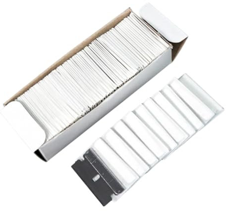 100 Stück Glasschaber Herdkratzer Ersatzklingen, Edelstahl Ersatzklingen, Küchenschaber Scraper für Kochfeld Backofen Induktionskochfeld Glaskeramik, Klingen für Ceranfeldschaber