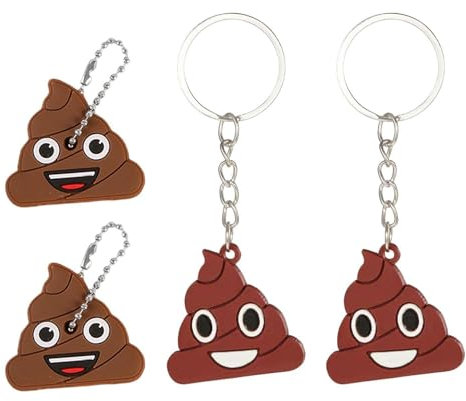 Pack De 4 Porte-Clés en Forme De Caca, Porte-Clés Rigolos, Porte-Clés Créatifs, Porte-Clés Intéressants, Porte-Clés Originaux