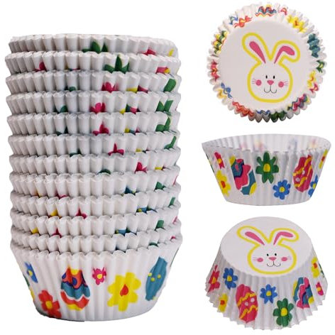 300 pieces muffin cases paper Easter egg colours rabbit muffin moulds Easter paper
