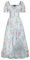 SCARLET DARKNESS Robe victorienne florale pour femme avec manches bouffantes et col carré, Motif floral bleu et rose, XXL