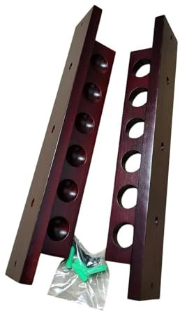 JISADER Pool Queue Rack, Wandhalterung für 6 Pool Queues, Pool Queue Rack für Sport Billard Raum, Dunkelrot