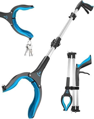 Neuytiky Pinzas de Agarre para Personas Mayores, 95 cm – Pinza Plegable y Extensible, Recogedor de Basura con Cabeza Giratoria 360° y Mango Antideslizante, Ideal para Hogar, Jardín y Espacios Públicos