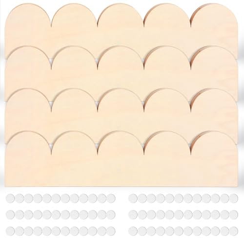 Unfinished Scalloped Decorative Wood Trim, 12 PCS 40×9 cm, Wood Trim Moulding with Glue Dots, DIY Painted Scallop Moulding for Wall, Door, Shelf, Window, Home (12PCS 40×9cm)