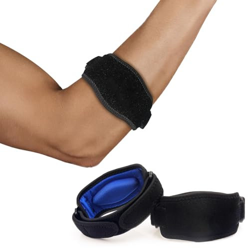 Tutore Epicondilite Gomito per Tennista Gomitiera per Protezione e Sollievo Fascia Gomito Palestra Regolabile Cuscinetto di Compressione in EVA Comodo Gomito con Gomitiera Rimovibili
