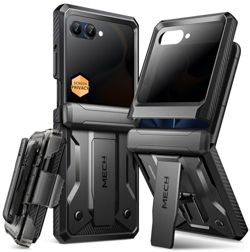 Tongate Hülle für Motorola Razr 70, Razr 60/50, mit Privatsphäre Bildschirmschutz, [Ständer & Gürtelclip] [Scharnierschutzhülle] [Anti-Rutsch], Rundum-Schutz nach Militärschutz Handyhülle, Schwarz