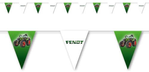 7,5m Wimpelkette * FENDT Traktor * für Draussen als Deko für Kinderparty und Kindergeburtstag | aus Spezialpapier nassfest imprägniert | Trecker Bauernhof Girlande Partykette Geburtstag Party