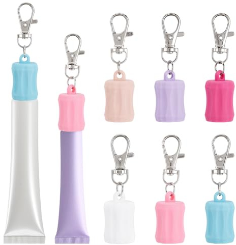 CRAFTYMELODY 6 Stück 6 Farben Lipgloss Halter Schlüsselanhänger Silikon Lippenbalsam Schlüsselanhänger Tragbarer Lippenbalsam Halter Mit Legierung Platin Verschlüsse Ersatz