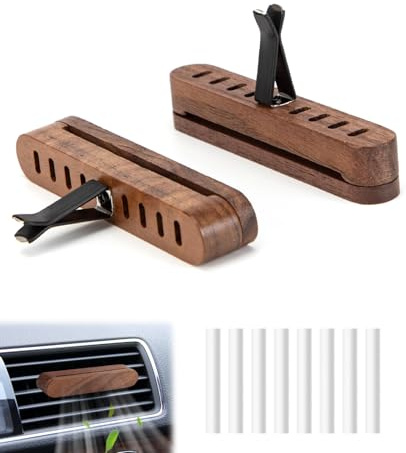 Donvuka 2 Stück Auto Diffuser, Car Duft Diffusor für Ätherische Öle, Holz Autoduft mit 8 PCS Nachfüllauflagen, Auto Duft Innenraum, Auto Lufterfrischer für mehr Fahrspaß
