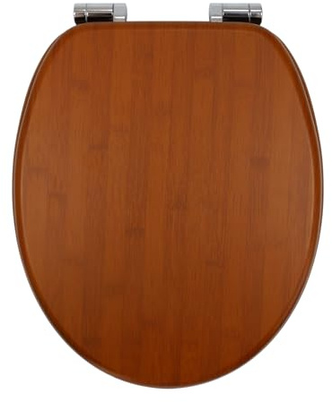 Fanmitrk Asiento de inodoro con cierre automático, tapa de inodoro de alta calidad en madera MDF, montaje sencillo, tapa de inodoro estable, asiento de inodoro compatible con inodoros estándar de