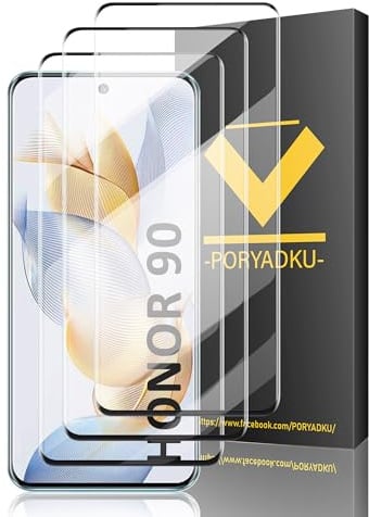 V-PORYADKU Protection D'écran pour Honor 90 5G 6,7 Pouces, Verre Trempé 3 Pièces, 9H Dureté, Anti-empreintes digitales, Sans Bulle