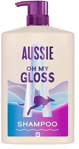 Aussie Oh My Gloss Shampoo 1000ml | Tiefenwirksame Feuchtigkeitspflege für trockenes und glanzloses Haar,Sulfatfreie Formel