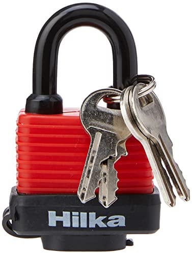 Hilka 70828040 Weather Resistant Keyed Alike Padlock (2-Piece), red, 40mm