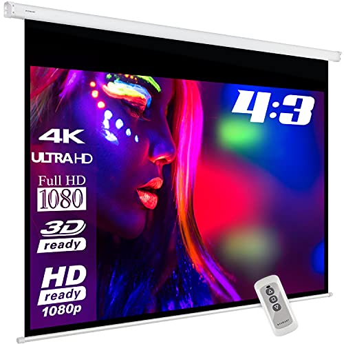ESMART Economía EXM Pantalla de Motor 177 cm Imagen 140 x 105 cm (69) | Formato 4:3 | Control Remoto | Pantalla de proyección de proyector eléctrico de Cine en casa Pantalla de Motor LCD