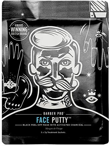 BARBER PRO Face Putty Peel Off Mask with Activated Charcoal | 6 Applications | Detoxifying, Cleansing, & Brightening | Peel Off Face Masks | Mens Skincare |