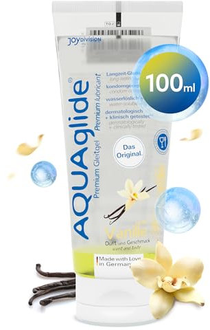 JOYDIVISION AQUAglide Vanille Gleitgel 100 ml, Veganes Gleitmittel, auf wasserbasis mit einen sinnlichen Vanille Duft, kristallklares Gleitmittel geeignet für Latex-kondome