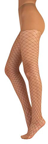 CALZITALY Medias de Rejilla | Pantys de Red Media | Medias de Red Grande | Negro, Natural | S/M L/XL | Calceteria Italiana | (Natural, L/XL)