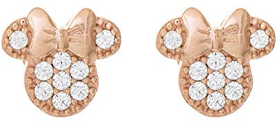 Disney Minnie Maus Schmuck, Rose Gold über Sterling Silber und Zirkonia Ohrstecker; Mickey's 90 Geburtstag Jahrestag
