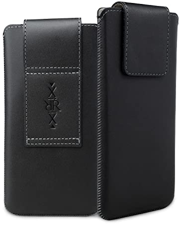 XiRRiX Handy Gürteltasche - Handytasche Gürtel Größe 4XL - kompatibel mit Google Pixel 6 7 - kompatibel mit iPhone 12 13 14 Pro - kompatibel mit Samsung A52s A52 A53 - Leder Holster schwarz