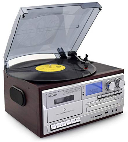 Kengsiren Gramophone, Bluetooth Audio Recorder, Retro Small Phonograph, Old-Fashioned CD Tape Radio, Vinyl Record Player