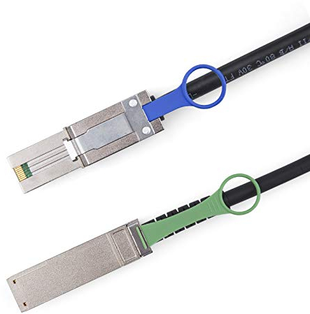 10Gtek® QSFP (SFF-8436) zu MiniSAS HD SFF-8088 DDR Hybrid SAS Kabel, External Mini SAS Kupfer Passive Cable for NetApp, 100-Ohm, 30AWG, 2-Meter(6.5-ft)