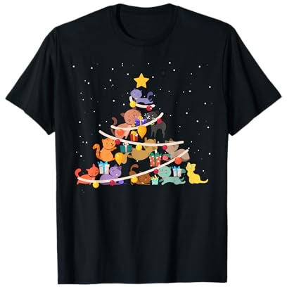 Katzen Weihnachtsbaum Süß Weihnachten Geschenk Damen Herren T-Shirt