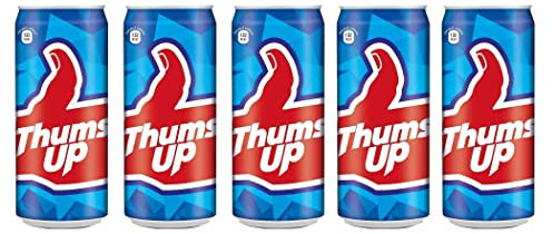 Thums Up Can Lot de 5 canettes de 300 ml pour boissons gazeuses - Rafraîchissant - Goût fort - Thums Up Thunder - Boissons