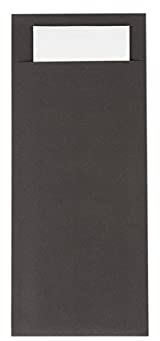 Mank Papier Bestecktasche 85 x 200 mm mit 2-lagiger Tissue Serviette in Weiß Besteckhülle Besteckbeutel in verschiedenen Farben (Schwarz, 500)