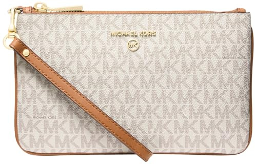Michael Kors Jet Set Charm Medium Top-Zip Wristlet, Gold-Tone Hardware/Vanilla/Acorn