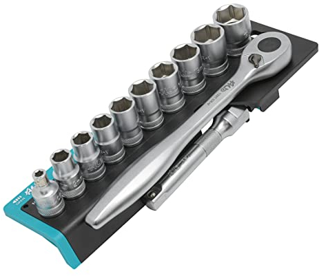 HB Steckschlüsselsatz 32-teilig, 1/2 Zoll Umschaltknarre I Feinverzahnung mit 120 Zähnen I Ratschenkasten für Auto I Steckschlüssel, Bits und Zubehör I Torx bits I Hergestellt in Taiwan AKM023-G