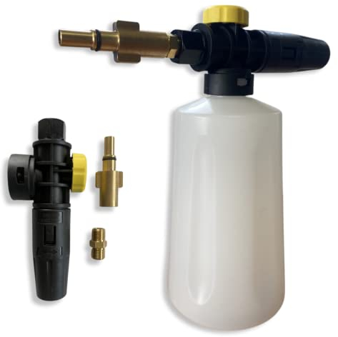 M&M Smartek Schaumkanone einstellbar Schaumlanze Schaumdüse Hochdruckreiniger Injektor Seifenspender Autowäsche kompatibel mit Kärcher Nilfisk Lavor B&D Bosch Kränzle 0,7L (#3 Black & Decker)