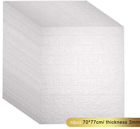 Ownant 3D Wandpaneele Selbstklebend Tapete Steinoptik Ziegel Tapete Wandaufkleber Wasserdicht für Schlafzimmer Wohnzimmer Badezimmer Küche (Weiß 5 Stück)