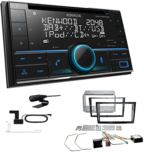 Kenwood DPX-7300DAB 2-DIN Autoradio mit Bluetooth Digitalradio DAB+ USB CD passend für Opel Astra H 2004-2010 Piano Black inkl Canbus