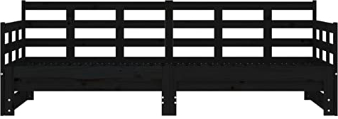 Tidyard Schlafsofa Bettgestell Tagesbett Ausziehbar Bettsofa Einzelbett Bett Holzbett Gästebett Sofabett Sofa Couch Lattenrost Sofa Ausziehbar Ausziehbett Jugendbett 2X(80x200) cm (B x L) Schwarz