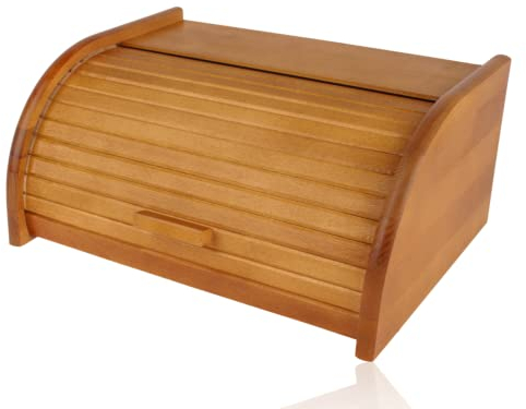 Woodcarver Großer Holzbrot in Eiche hell mit ausziehbarem Deckel, Brotdose, längere Frische des Brotes, Küchenorganisation, Buche natur 40 x 29 x 18,5 CM