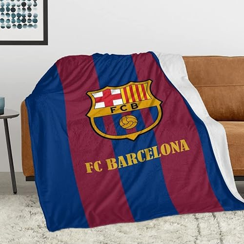 FC Barcelona Decke Weiche Flauschige Plüschdecke Flanell Fleecedecke TV-Decken/Sofadecke/Wohndecke/Mikrofaser Couchdecke/Samtdecke, 127 x 152 cm