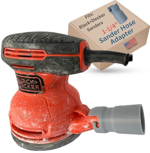 Vacuum Hose Adapter compatible with BLACK+DECKER 5-inch Random Orbit Sander BDERO100 BDERO600 BDERO200AEV BDEQS300 and 1-1/4 inch Wet Dry Shop Vac Hose Dust Reducer Collector