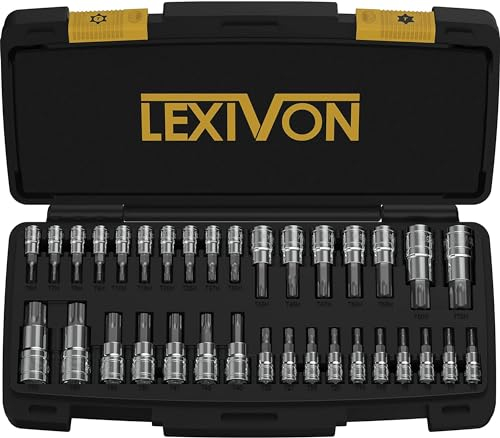 LEXIVON Master TORX Bit Socket Set, Premium S2 Alloy Steel | Complete 34-Piece, Solid Star & Tamper Proof T6 ~ T70 | Enhanced Storage Case (LX-149)