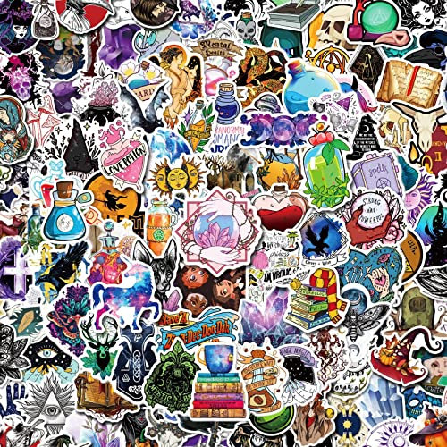 200Pcs Bohemian Stickers, Witch Pharmacy Witchcraft Sticker Pack, Vinyl Waterproof Potion Bohemian Aesthetic Purple Stickers for Laptop Skateboard Phone, Party Decoration Present for Teenage Adults