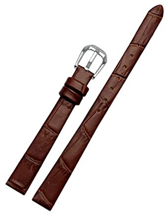 Cupsofu 6/7/8/10/12/14/16/17/18mm Damen weiches, hautfreundliches Rindsleder, lässiges Armband, Dornschließe, Uhrenarmband für Quarzuhr, 17mm