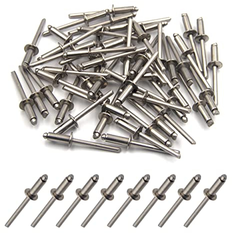 BESTYCHAO Lot de 50 rivets aveugles en acier inoxydable 304 (4 mm x 12 mm)