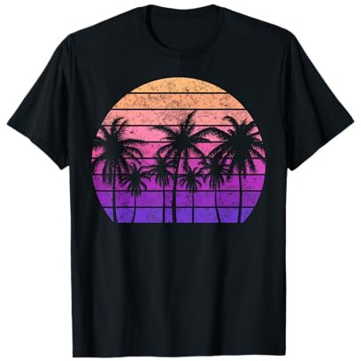 Paradies Retro Tropischer Strand mit Palmen für Surfer T-Shirt