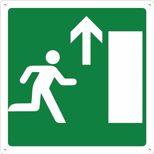 pubblimania Sortie d'urgence 20x20 cm flèche Suivant Sur | Panneau en aluminium métal 3 mm d'épaisseur (Sortie d'urgence avant)