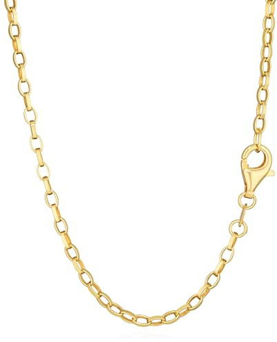 NKlaus Ärtkedjor oval i 925 silver guldpläterad i silver, 42 cm, 45 cm, 50 cm, 2,1 mm bredd – snygg variation för ditt utseende, Guld