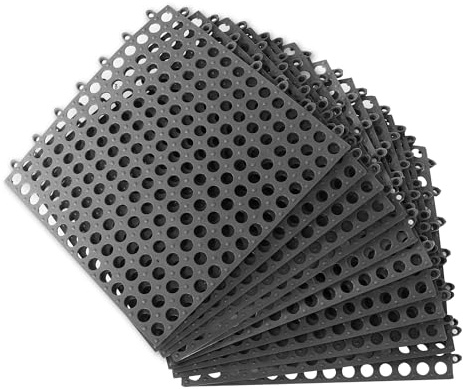 Confezione da 12 piastrelle ad incastro da 30,5 x 30,5 cm, con fori di scarico, in morbido PVC, antiscivolo, per doccia, tappetino modulare a incastro per scarico, ponte, piscina, giardino fiorito,
