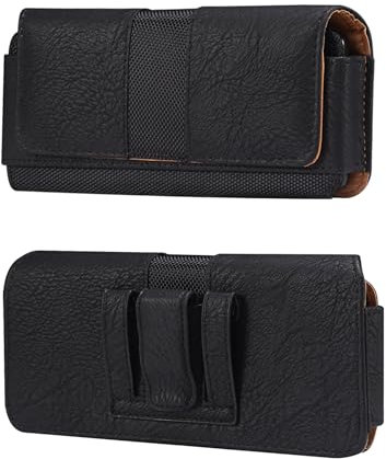 Étui de Ceinture Cuir pour Téléphone Portable Homme, Sac de Ceinture pour Smartphone Cuir, Horizontal Sacoche Ceinture Clip Homme Femme Sac Randonnée Housse de Transport Coque Portefeuille avec Boucle