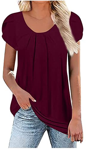 T-Shirts et Tops de Sport Femme Chemise Femme Chic et Élégant Haut Noir Femme Haut Rouge Femme Chemisier Blouse Femme Chic Chemise Femme Coton Vetement Fete Femme Haut Femme Rouge XL